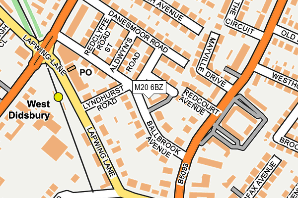 M20 6BZ map - OS OpenMap – Local (Ordnance Survey)