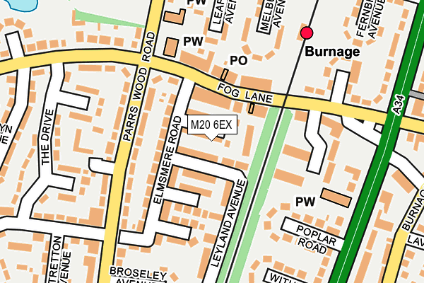 M20 6EX map - OS OpenMap – Local (Ordnance Survey)