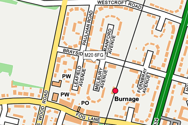 M20 6FG map - OS OpenMap – Local (Ordnance Survey)