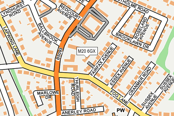 M20 6GX map - OS OpenMap – Local (Ordnance Survey)