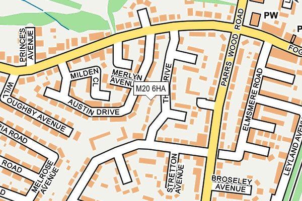 M20 6HA map - OS OpenMap – Local (Ordnance Survey)