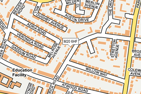 M20 6HF map - OS OpenMap – Local (Ordnance Survey)