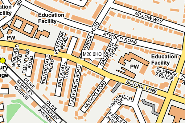 M20 6HQ map - OS OpenMap – Local (Ordnance Survey)