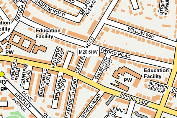 M20 6HW map - OS OpenMap – Local (Ordnance Survey)