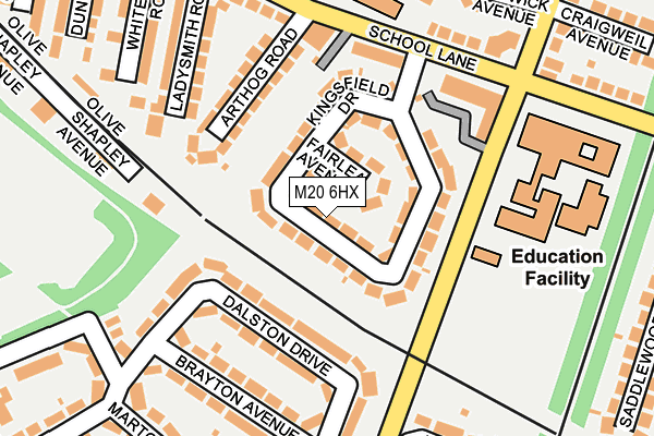 M20 6HX map - OS OpenMap – Local (Ordnance Survey)