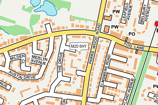 M20 6HY map - OS OpenMap – Local (Ordnance Survey)