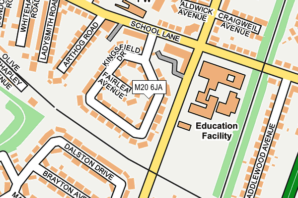 M20 6JA map - OS OpenMap – Local (Ordnance Survey)