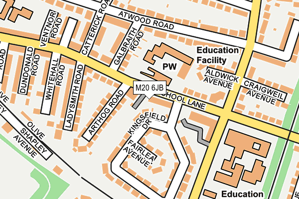 M20 6JB map - OS OpenMap – Local (Ordnance Survey)