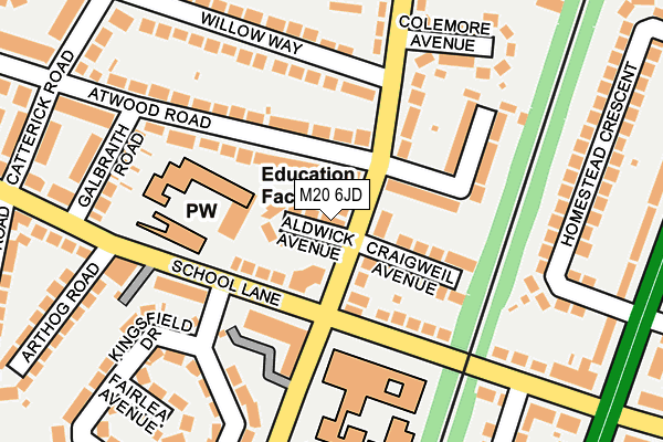 M20 6JD map - OS OpenMap – Local (Ordnance Survey)