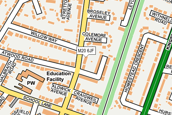 M20 6JF map - OS OpenMap – Local (Ordnance Survey)