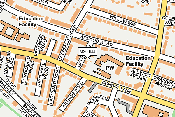 M20 6JJ map - OS OpenMap – Local (Ordnance Survey)