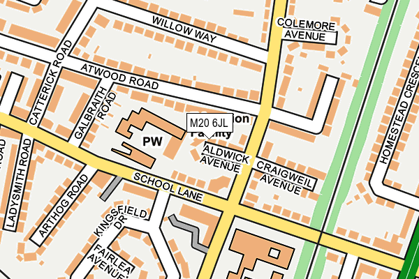 M20 6JL map - OS OpenMap – Local (Ordnance Survey)