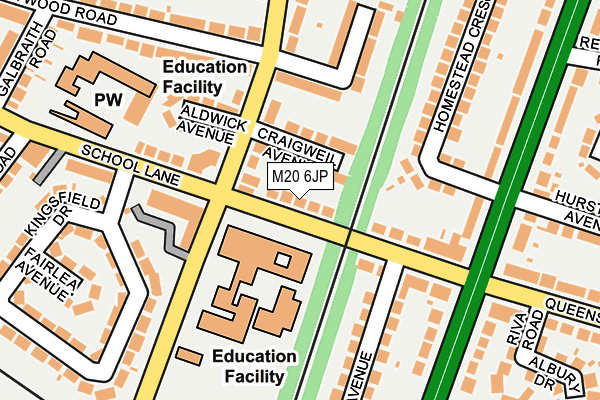 M20 6JP map - OS OpenMap – Local (Ordnance Survey)