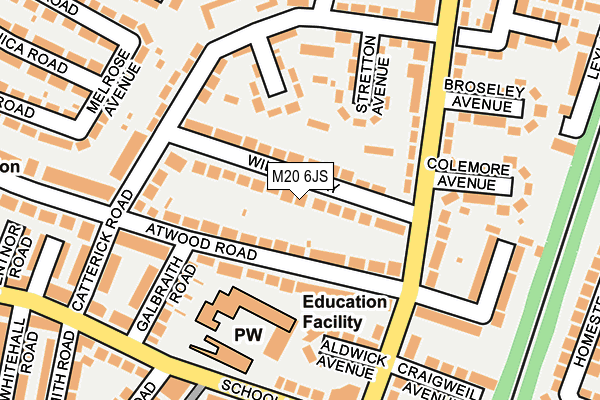 M20 6JS map - OS OpenMap – Local (Ordnance Survey)