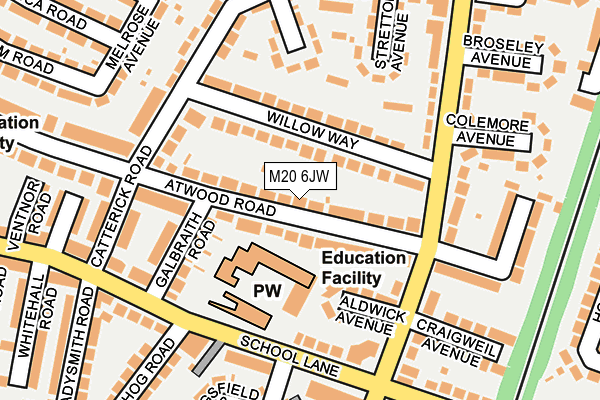 M20 6JW map - OS OpenMap – Local (Ordnance Survey)