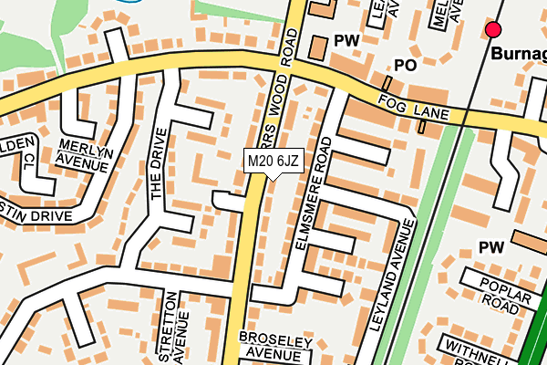 M20 6JZ map - OS OpenMap – Local (Ordnance Survey)