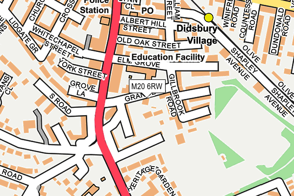 M20 6RW map - OS OpenMap – Local (Ordnance Survey)