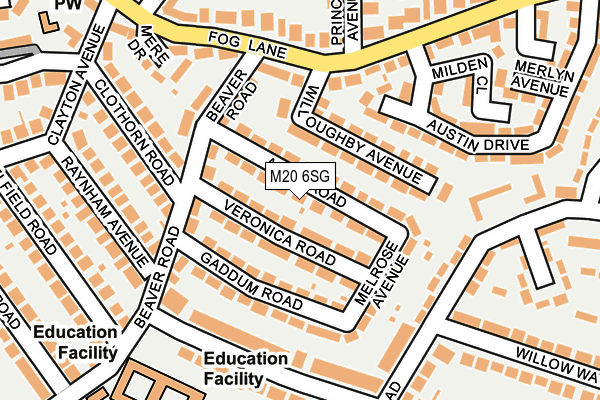 M20 6SG map - OS OpenMap – Local (Ordnance Survey)