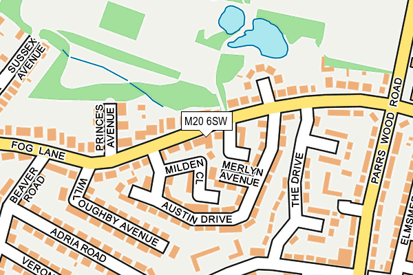 M20 6SW map - OS OpenMap – Local (Ordnance Survey)