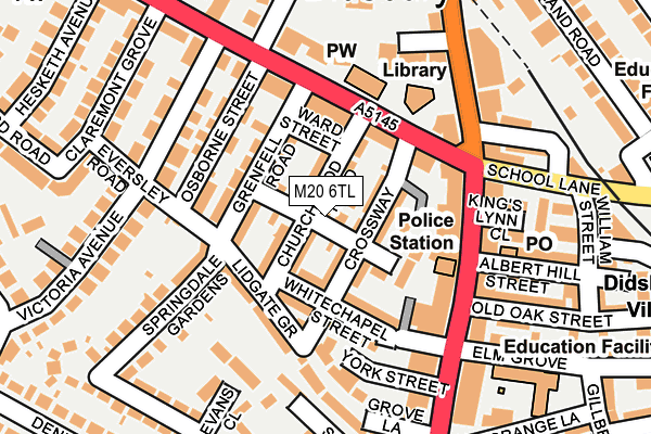 M20 6TL map - OS OpenMap – Local (Ordnance Survey)