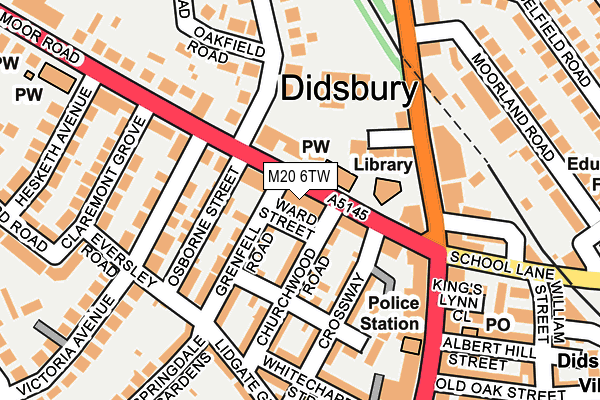 M20 6TW map - OS OpenMap – Local (Ordnance Survey)