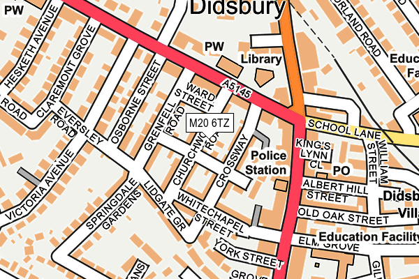 M20 6TZ map - OS OpenMap – Local (Ordnance Survey)