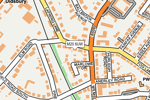 M20 6UW map - OS OpenMap – Local (Ordnance Survey)