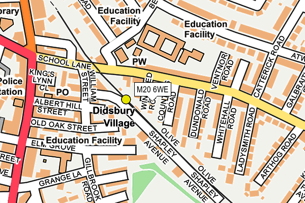 M20 6WE map - OS OpenMap – Local (Ordnance Survey)