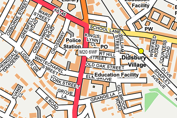 M20 6WF map - OS OpenMap – Local (Ordnance Survey)