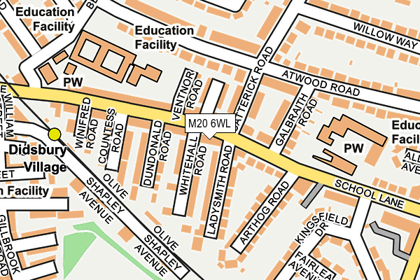 M20 6WL map - OS OpenMap – Local (Ordnance Survey)