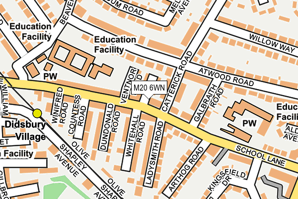 M20 6WN map - OS OpenMap – Local (Ordnance Survey)