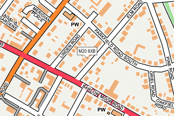M20 6XB map - OS OpenMap – Local (Ordnance Survey)