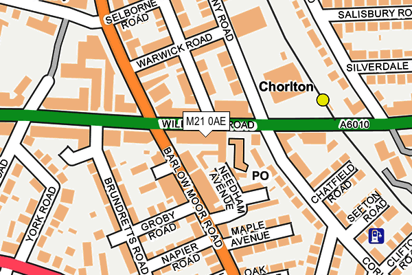 M21 0AE map - OS OpenMap – Local (Ordnance Survey)