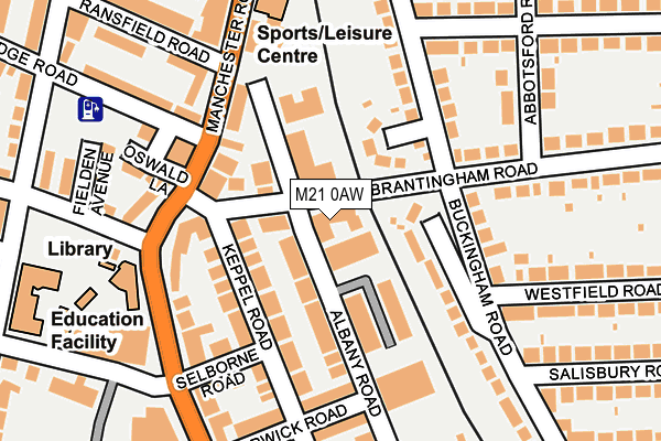 M21 0AW map - OS OpenMap – Local (Ordnance Survey)