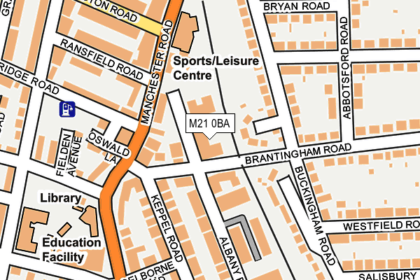 M21 0BA map - OS OpenMap – Local (Ordnance Survey)