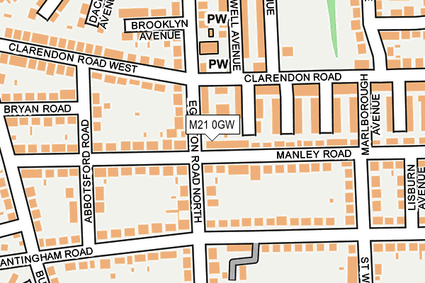 M21 0GW map - OS OpenMap – Local (Ordnance Survey)