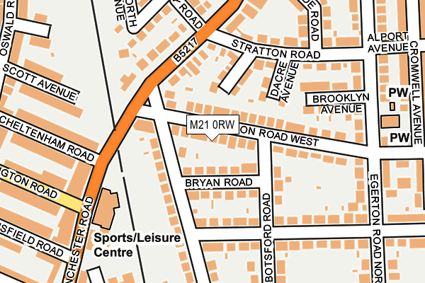 M21 0RW map - OS OpenMap – Local (Ordnance Survey)