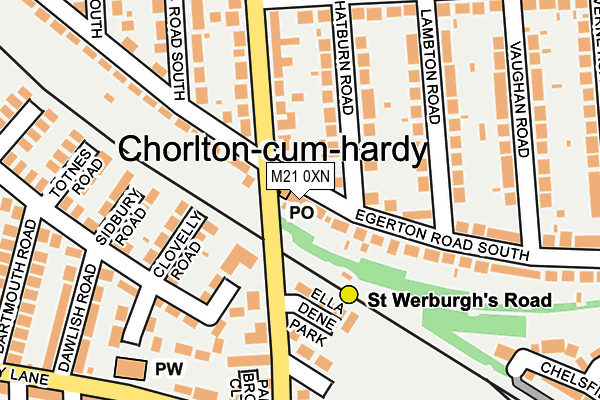 M21 0XN map - OS OpenMap – Local (Ordnance Survey)