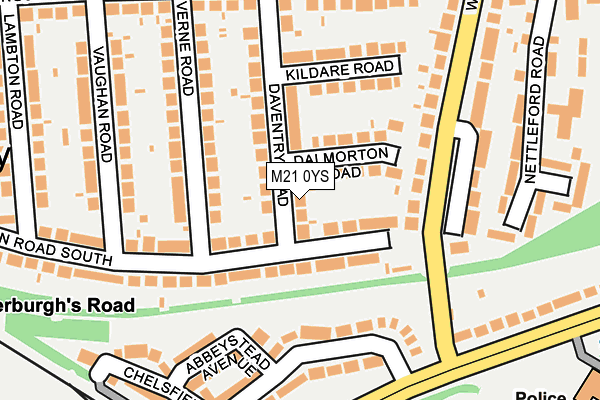 M21 0YS map - OS OpenMap – Local (Ordnance Survey)