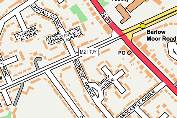 M21 7JY map - OS OpenMap – Local (Ordnance Survey)