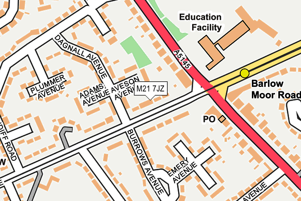 M21 7JZ map - OS OpenMap – Local (Ordnance Survey)