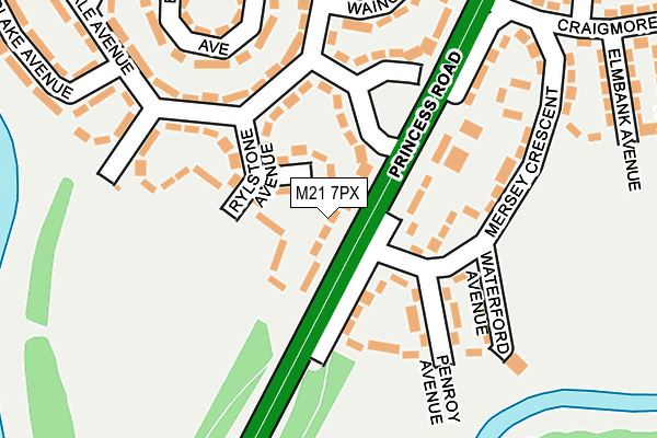 M21 7PX map - OS OpenMap – Local (Ordnance Survey)
