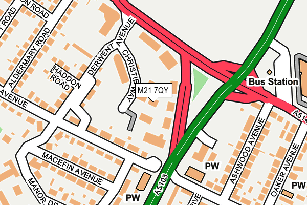 M21 7QY map - OS OpenMap – Local (Ordnance Survey)