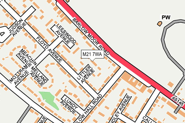 M21 7WA map - OS OpenMap – Local (Ordnance Survey)