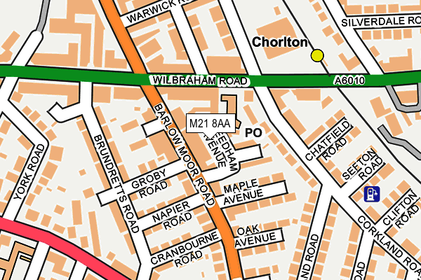 M21 8AA map - OS OpenMap – Local (Ordnance Survey)