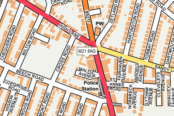 M21 8AG map - OS OpenMap – Local (Ordnance Survey)