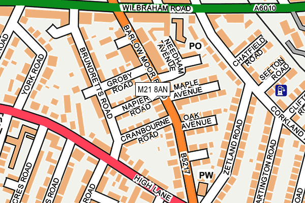 M21 8AN map - OS OpenMap – Local (Ordnance Survey)