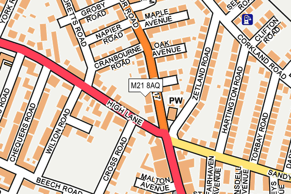 M21 8AQ map - OS OpenMap – Local (Ordnance Survey)