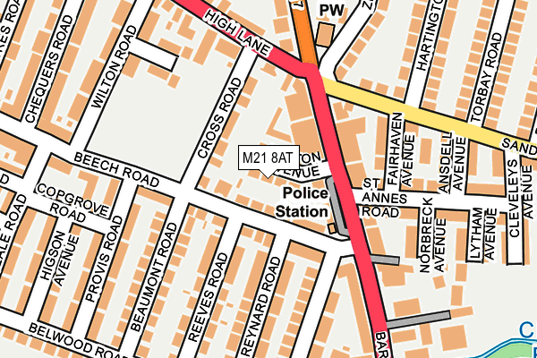 M21 8AT map - OS OpenMap – Local (Ordnance Survey)