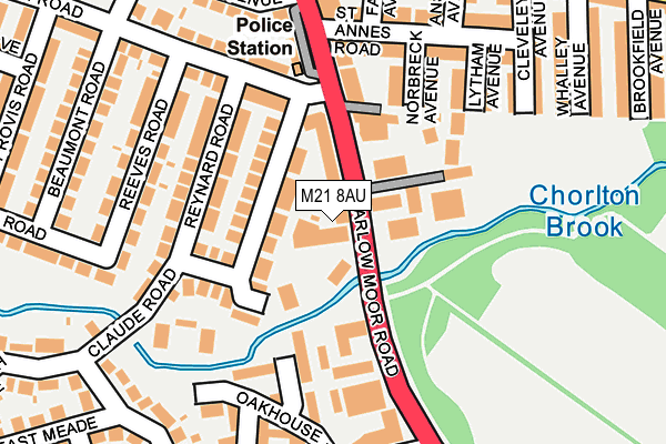 M21 8AU map - OS OpenMap – Local (Ordnance Survey)